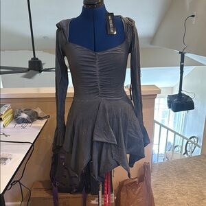 Fairy dress Gray Long Sleeve with hood
